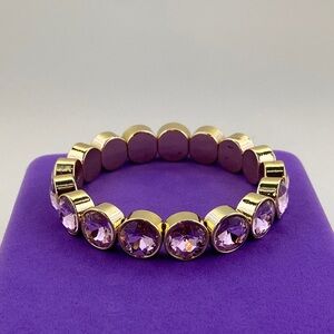 💛 Pilgrim Gold-Tone Purple Crystal Stretch Bracelet | Vibrant Statement Jewelry